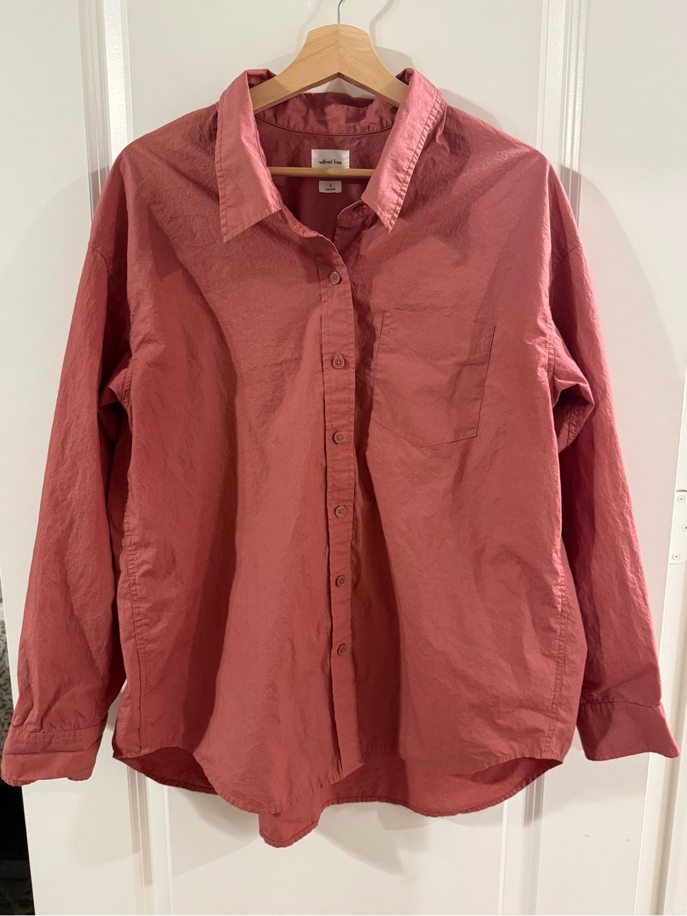 Aritzia Wilfred free Women’s Button-Up Oversized Cotton Shirt Dusty Rose Small